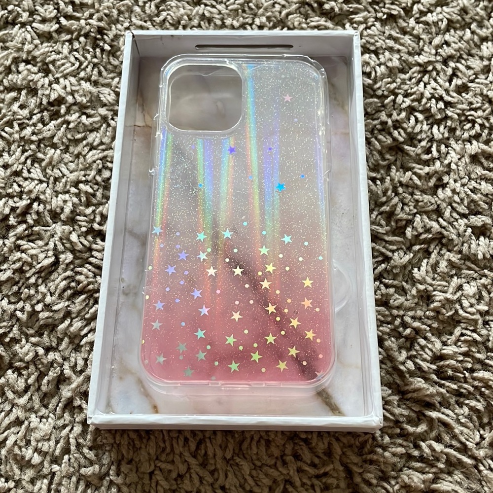 Pink iridescent clear phone case